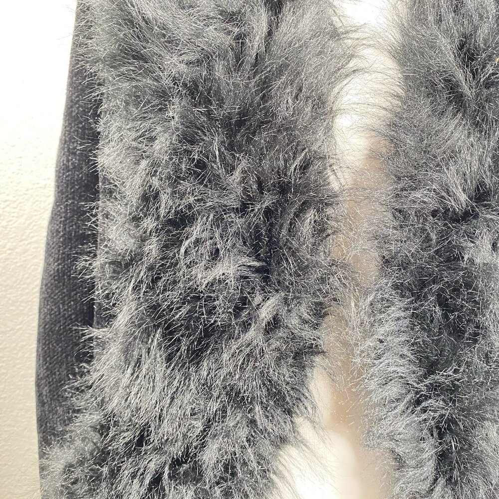 Lisa International Blazer Coat Women's Black Sz XL Faux Fur Trim Mob Wife VTG - Picture 8 of 12